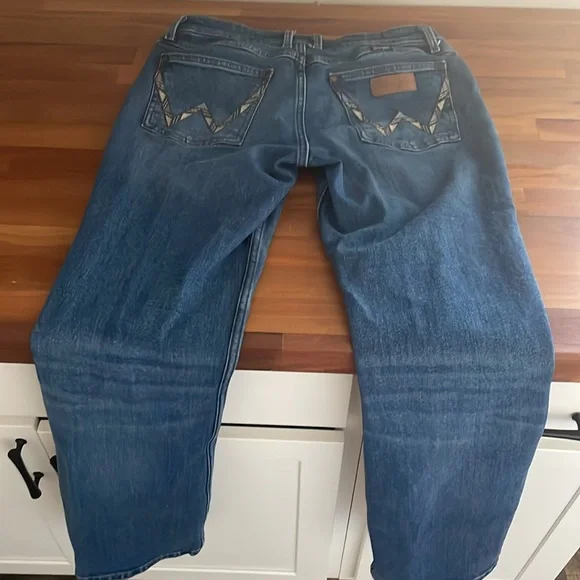 Women’s Retro Wrangler stretch bootcut Blue Denim Jeans - Picture 6 of 6